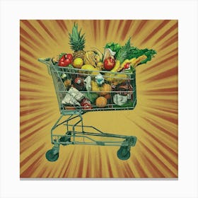 Shopping Cart With Fruits And Vegetables Canvas Print