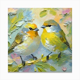 Firefly A Modern Illustration Of 2 Beautiful Sparrows Together In Neutral Colors Of Taupe, Gray, Tan (59) Canvas Print