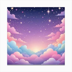 Sky With Twinkling Stars In Pastel Colors Square Composition 96 Canvas Print