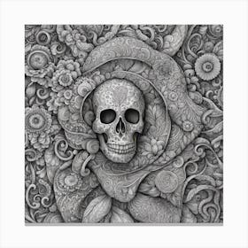 Skull And Flowers Canvas Print