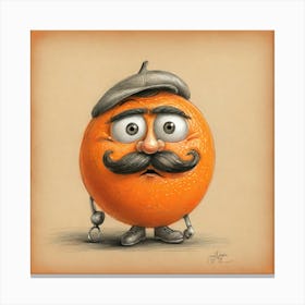 Orange With Mustache 13 Canvas Print