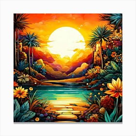 Sunset In The Desert Canvas Print