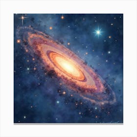 Watercolor Of Distant Galaxies Swirling In Stardust 1 Canvas Print