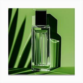 Cologne Bottle On Green Background Canvas Print