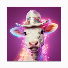 Cow In A Hat With Lights Canvas Print