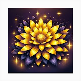Golden Flower With Stars Canvas Print