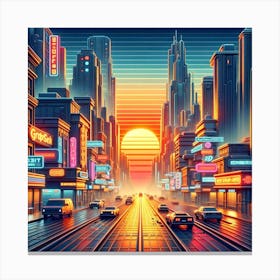 Sunrise Boulevard Synthwave Canvas Print