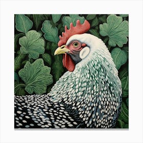Ohara Koson Inspired Bird Painting Chicken 1 Square Canvas Print
