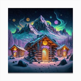 Mountain village snow wooden 6 16 Canvas Print