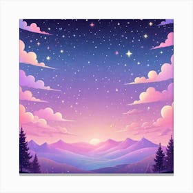 Sky With Twinkling Stars In Pastel Colors Square Composition 136 Canvas Print