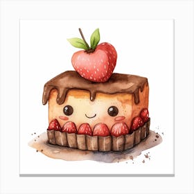 Kawaii Cake Cute Drawing Illustration Canvas Print