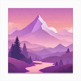 Misty mountains background in purple tone 15 Canvas Print