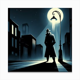 Man In Coat At Night Canvas Print