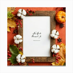 A Seasonal Thanksgiving Frame Design Featuring A Round Cotton Chaplet Layered With Autumn Leaves Ad (1) 2 Canvas Print