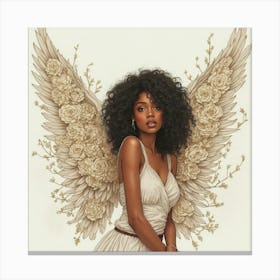 Beautiful African American Angel With Wings Made Of Roses Stampe su tela