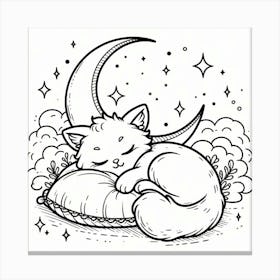 Line Art cat sleeping Canvas Print