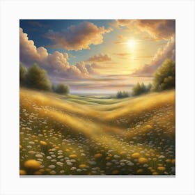 Sunset In The Meadow 2 Canvas Print