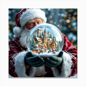 Santa Holding A Snow Globe 1 Canvas Print