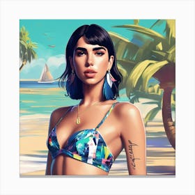 dua lipa in bikini art print portrait Canvas Print