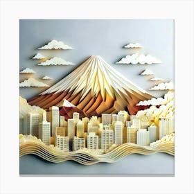 Quilling paper sculpture mountain Canvas Print