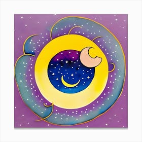 Moon And Stars Canvas Print