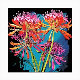 Andy Warhol Style Pop Art Flowers Agapanthus 4 Square Canvas Print