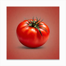 Tomato On Red Background Canvas Print