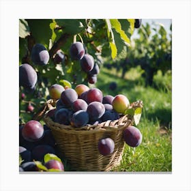 Plums In A Basket 1 Canvas Print