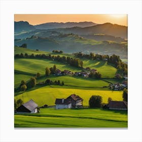 Sunset In Switzerland Canvas Print