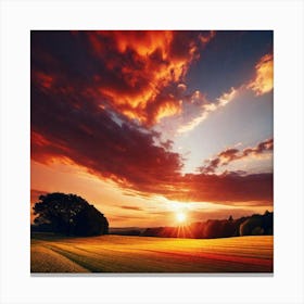 Sunset Over A Field 9 Canvas Print