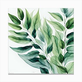 Green Leaves boho wall art Canvas Print