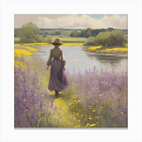 Woman In A Field Canvas Print