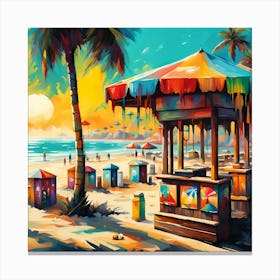 Margarita Bar Beneath Homes Along The Beach 1 Canvas Print