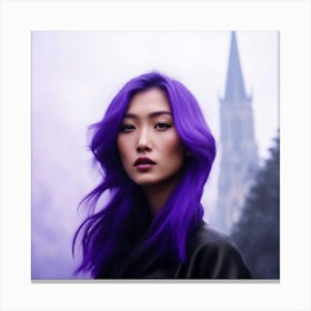 Portrait Of A Young Woman With Purple Hair Canvas Print