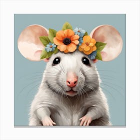 Floral Baby Rat Nursery Illustration (59) Canvas Print