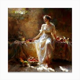 Woman With Fruit Canvas Print