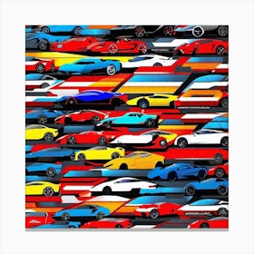 Line Of Sports Cars Canvas Print