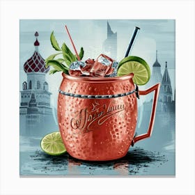 A Stunning Illustration Of A Moscow Mule Cocktail Zp0vvvzgtywspc5veaaqlg Grfijlfxte Lpbylcokeaw Canvas Print