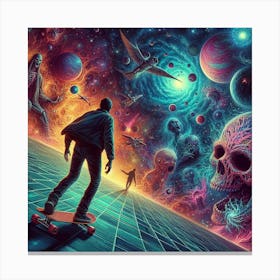Skateboarder In Space 2 Canvas Print