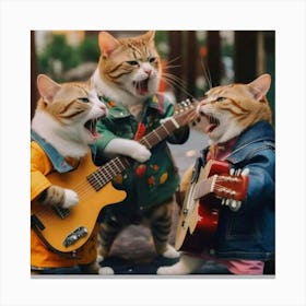 Cats Playing Guitar 1 Canvas Print