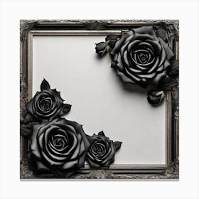 Black Roses In A Frame 2 Canvas Print