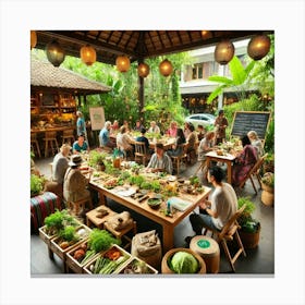 A Vibrant Scene Of A Sustainability Workshop At A Canvas Print