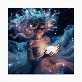 Girl Holding A Star Canvas Print