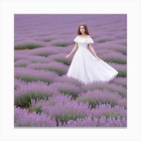 Absolute Reality V16 Beautiful Woman In White Dress In A Lavan 0 Canvas Print