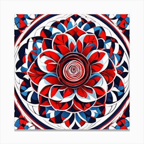 Red White And Blue Mandala Canvas Print