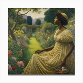 Woman In A Garden 3 Canvas Print