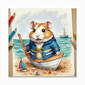 Hamster In A Boat 7 Canvas Print