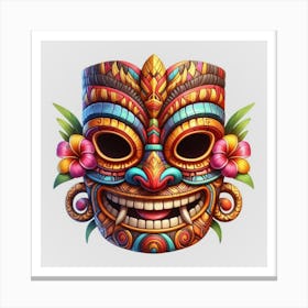 Watercolor Festival Tiki Mask 19 Canvas Print