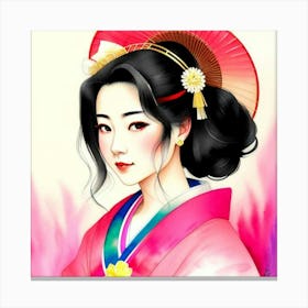 A Glimpse of Tradition: The Enigmatic Geisha Canvas Print