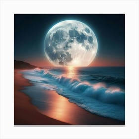 Full Moon Over The Ocean 10 Canvas Print